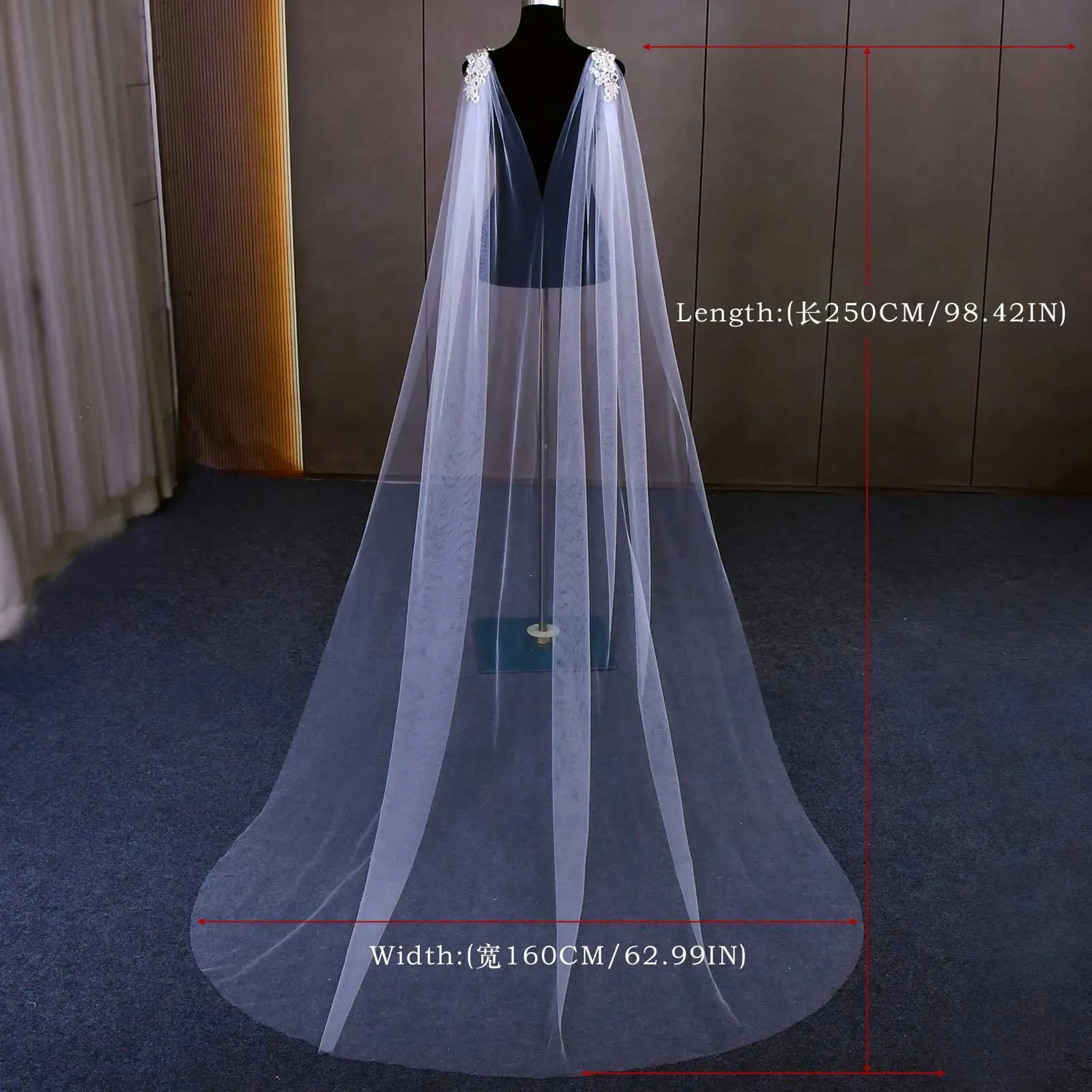 Bruids cape sluier voor dames bruiloft schouderbedekking tule_voghion.com