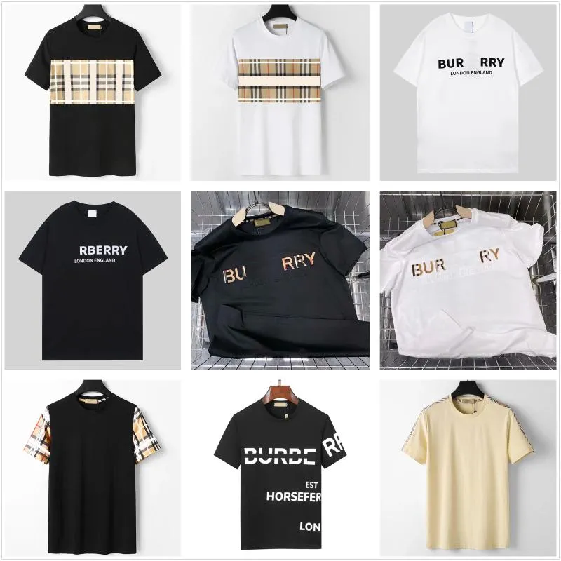 Men's T Shirts Designer Tee Black Beige Plaid Stripe Brand Classic Letters Cotton Breathable Wrinkle Resistant And Women's Same