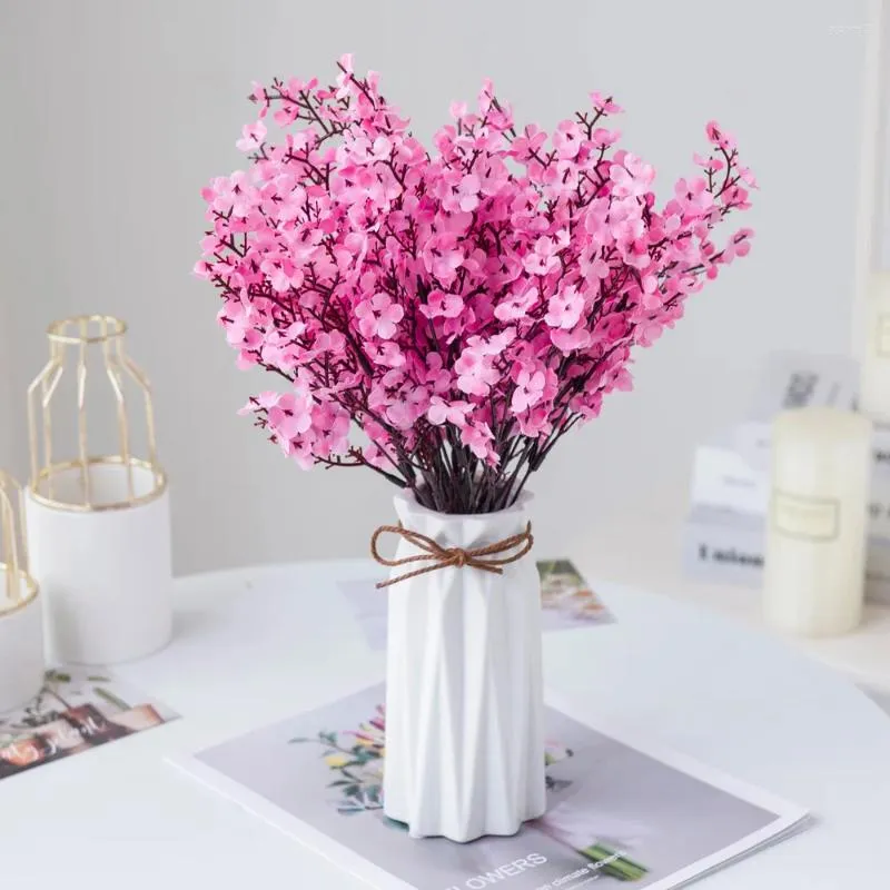 Decorative Flowers Silk Gypsophila Artificial Flower Hybrid Bouquet Eucalyptus Fake Home Decor Rose Bridal Hand For Wedding