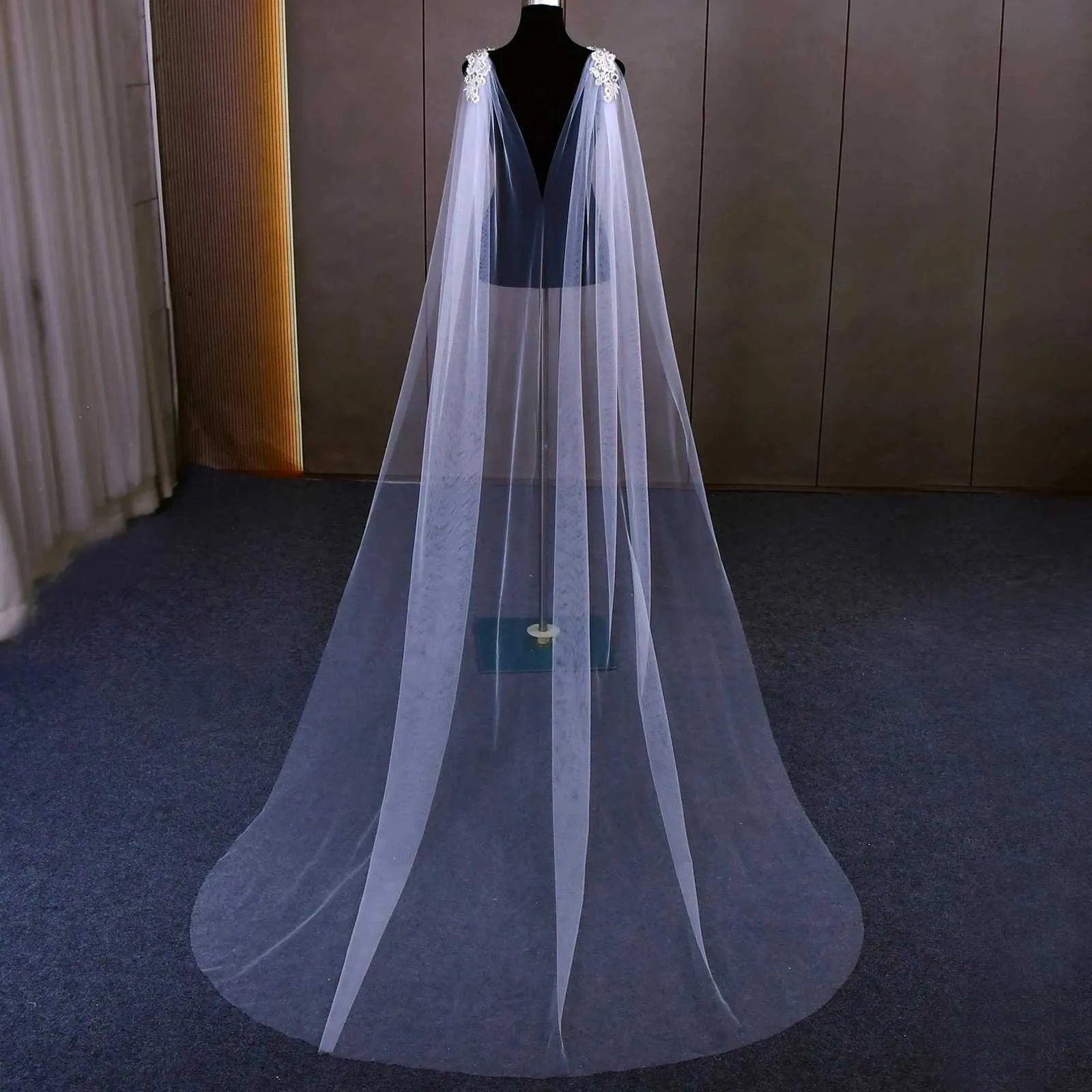 Bruids cape sluier voor dames bruiloft schouderbedekking tule_voghion.com