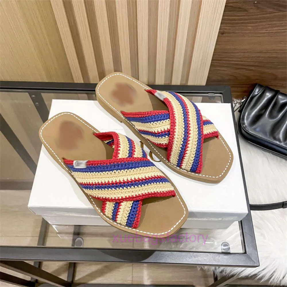 Designer Slides Sandali papà incrociare le pantofole chlooe sandali a maglia piatta alla moda per capispalla da donna