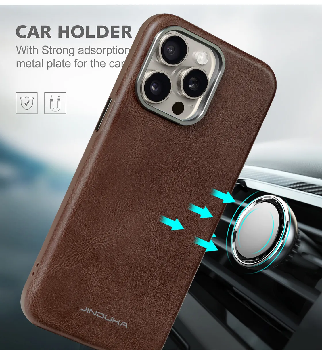 Luxus magnetisches Leder -Vogue -Telefonhülle für iPhone 15 14 13 12 Pro Max Samsung Galaxy S24 S23 Ultra S23FE RETRO Business Car Mount Shell unterstützt die drahtlose Ladung