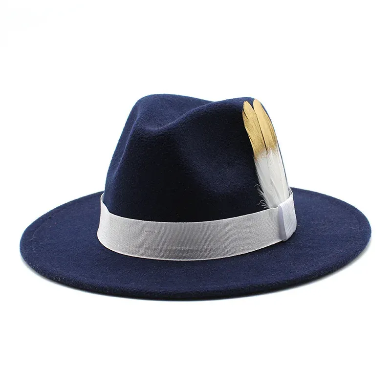 Nowe kobiety kapelusze stałe kolor wielbłąda szerokie brzegi Fedoras Hats Wool Vintage sukienka formalna kościelna kapelusz modne czapki jazzowe