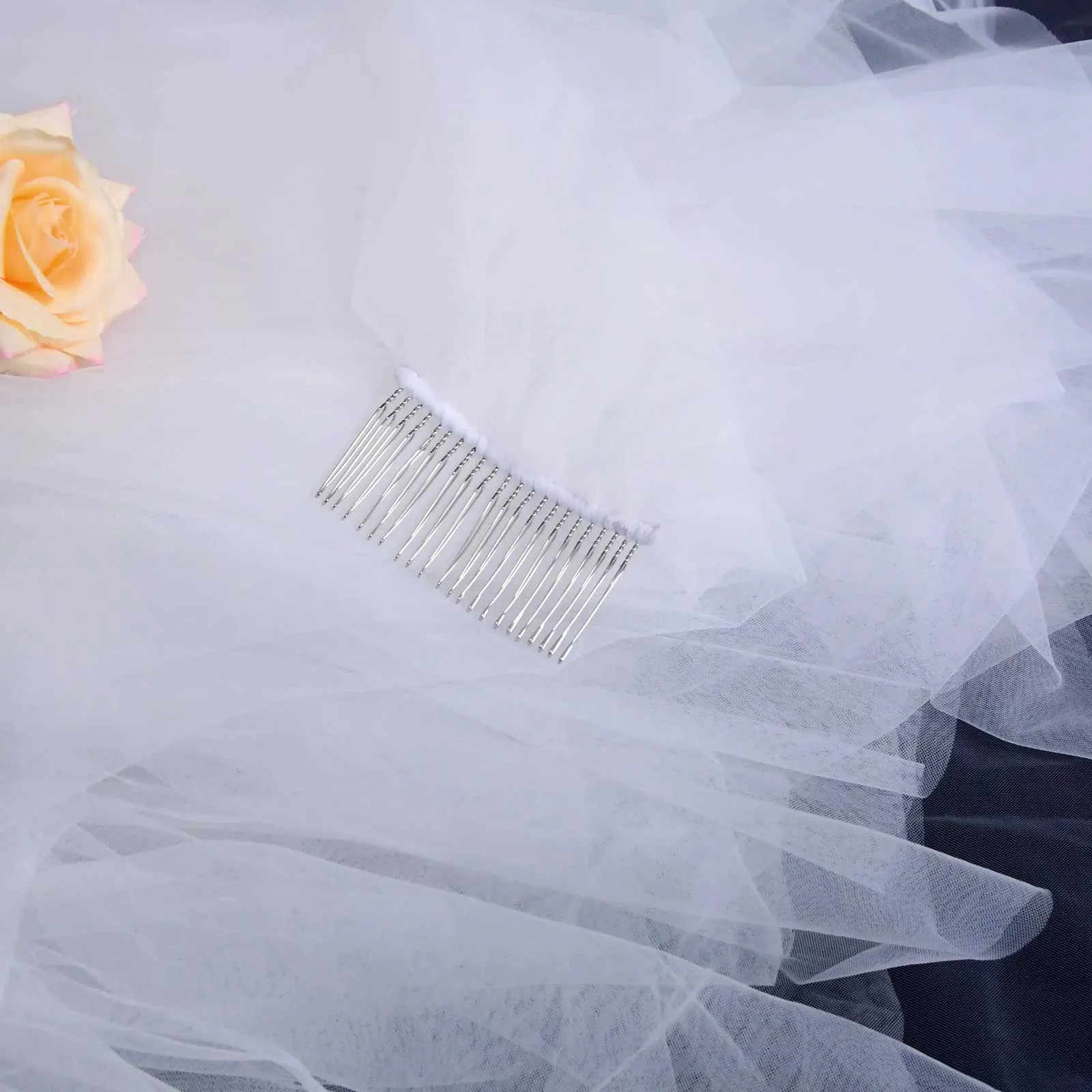 Gioielli Corti 2 strati Veli da sposa Copri viso Fard Lunghezza gomito Velo Splendidi accessori per capelli da sposa Halloween_voghion.com