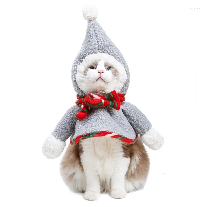 Dog Apparel Christmas Party Costume Outfit Hoded Cloak With Hat For Small Sized Puppy