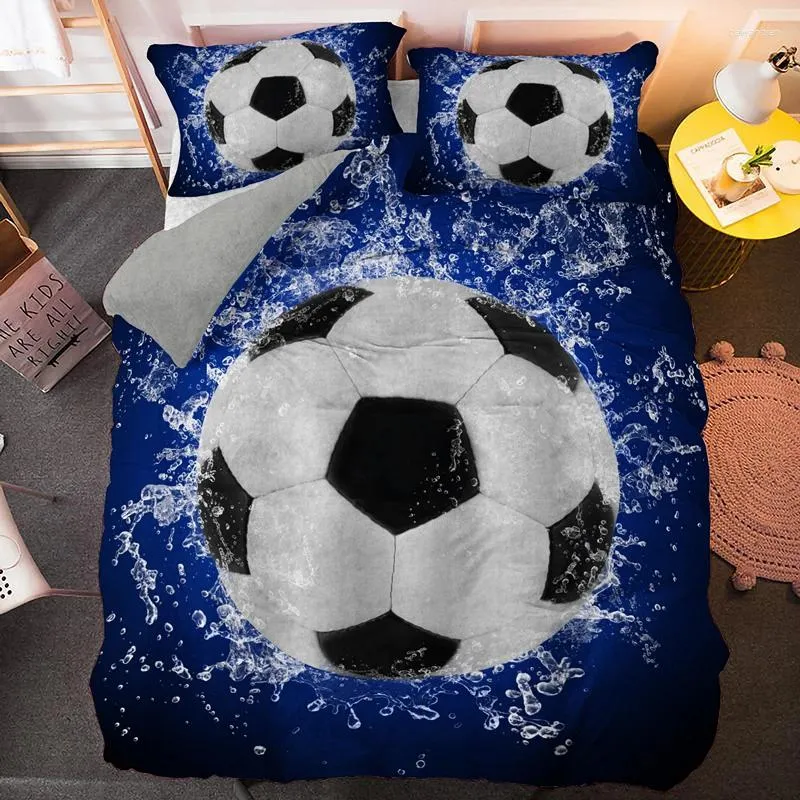 Ensembles de literie 2/3pcs 3D Football dans l'eau Set King Soccer Couvre-couette Couper Counter de couette pour garçons adultes US EU AU UK Taille