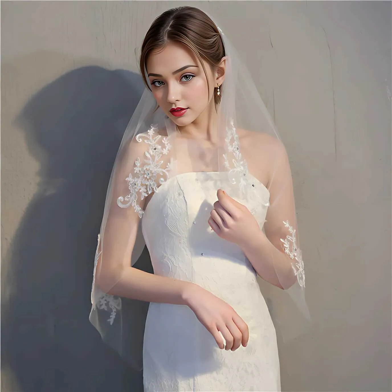 Schmuck Klassische Hochzeit Spitze Rand Braut Schleier 1 Tier Diamant Ellenbogen Länge Schleier Braut Haar Zubehör Bachelorette_voghion.com