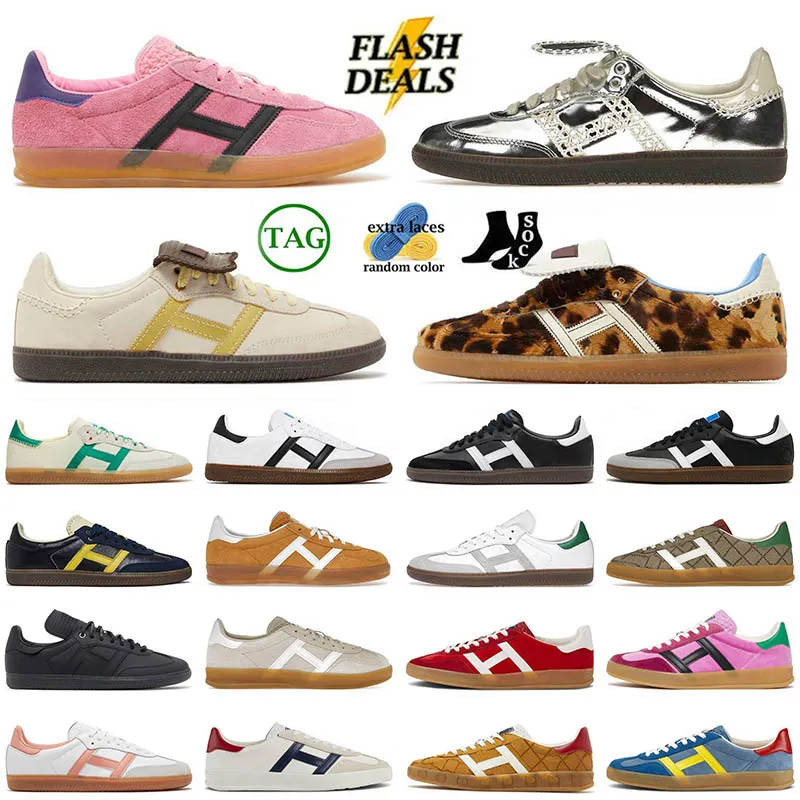 adidas gazelle samba shoes wales bonner Nylon Fox Brown 2024 Designer Casual Shoes Silver Metallic Pony Cream White Leopard Tint Yellow Outdoor Sneakers 【code ：L】