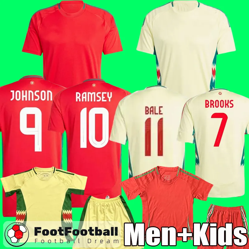 S-3xl Wales futebol camisa de futebol Jerseys 2024 Bale Wilson Allen Ramsey 2025 Equipe Nacional Rodon Vokes Camisa de futebol em casa Kit de uniformes para crianças