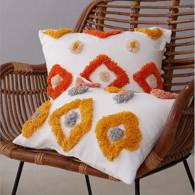 Kussen Luxe Home Decor Handmade Diamond Borduurwerk Orange Gray Decoratieve kast Sham 45x45cm