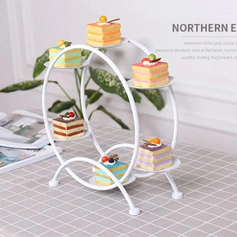 Keukenopslag Europees stijl Dessert Display Rack Garage Kits Iron Art Ferris Wheel ontworpen cake roze/wit