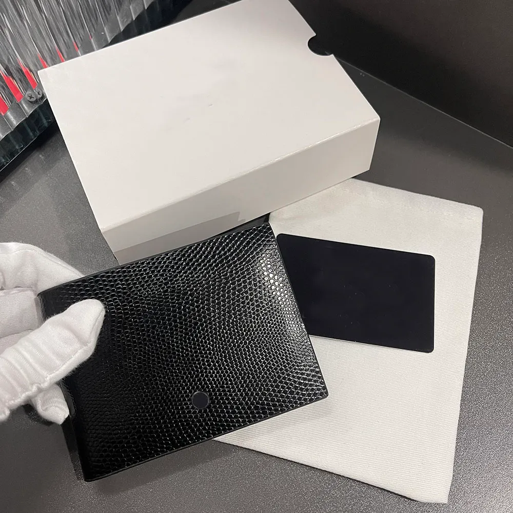 Högkvalitativ designer herrplånbok gjord av kohudmaterial fällbart handväska mynt kontant pocket kreditkort hållare svart brun mode kort mini plånbok id -klipp med låda