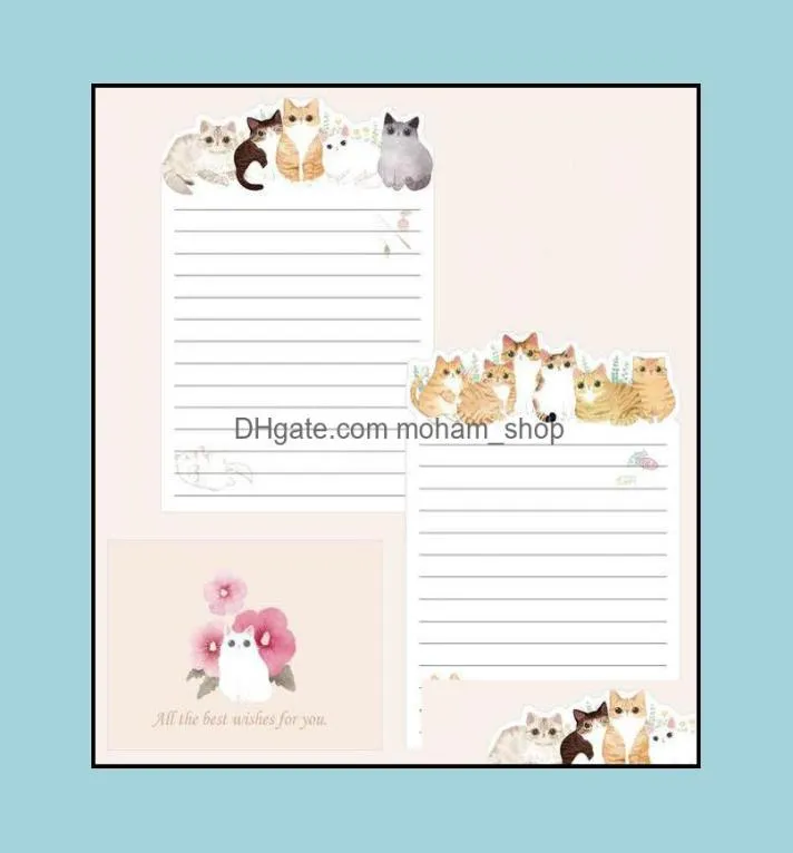 Geschenkverpackungsparty liefert festliche 9 -PCsSet 3 -Umschläge 6 Buchstabenpapiere Katzenplanet Blumen Schreiben Papierumschläge Set S6935626