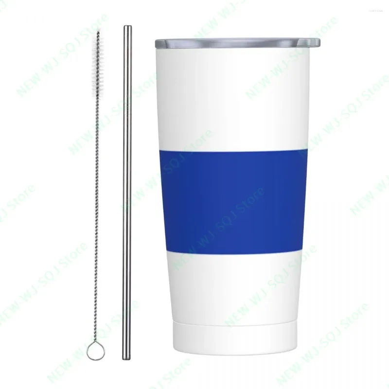 Tasses tasses 20oz russie tasses blanches-bleu voyage tasse portable portable en acier inoxydable café gobelet