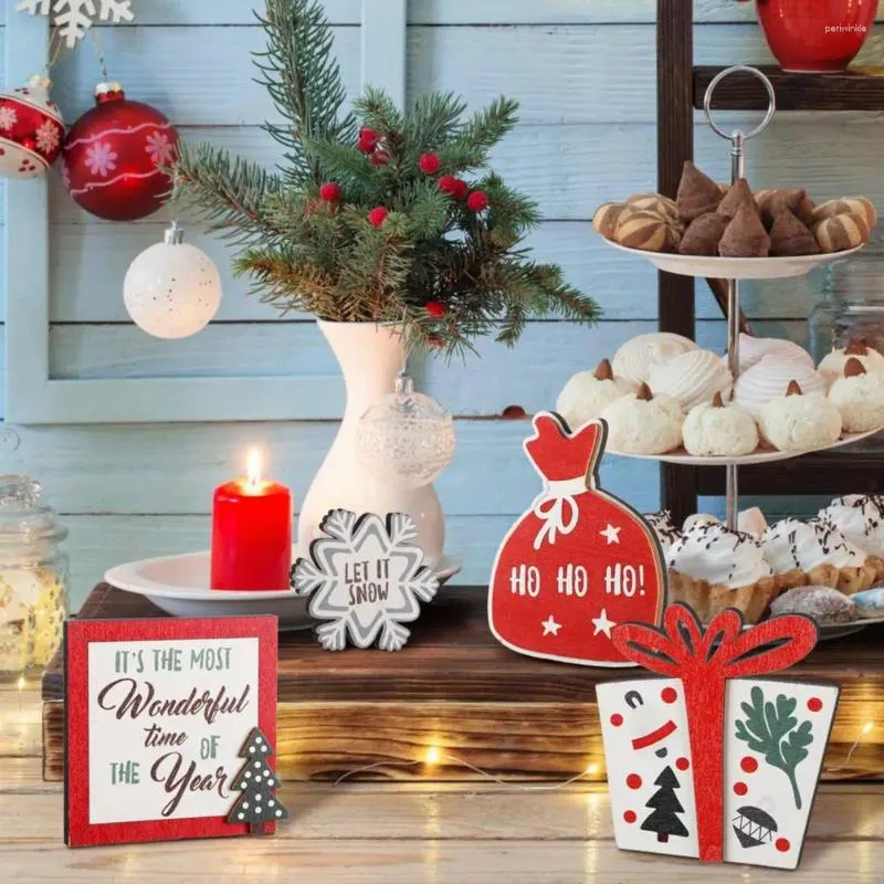 Decorazione per feste 1 set di ornamenti natalizi in legno Ornamenti Snow Flake Stocking Forma della Carta di Natale Forma a livello Tared Navidad 2024
