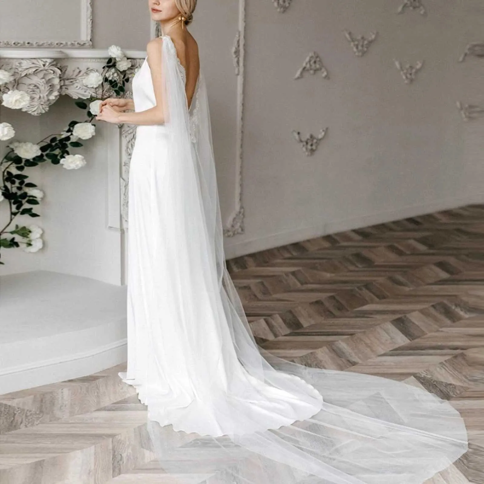 Mantella da sposa con velo lungo cattedrale accessori capelli sposa_voghion.com