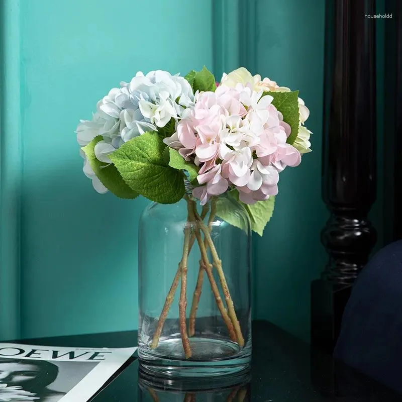 装飾的な花人工偽の花の植物シルクアジサイアレンジメントウェディングブーケ装飾プラスチックホームキッチンガーデンパーティー