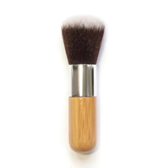 Wood Handle Makeup Foundation Brush Flat Bamboo Handle Round Top Soft Brush Multifunction Powder Foundation Blusher Brush RRA9962162688