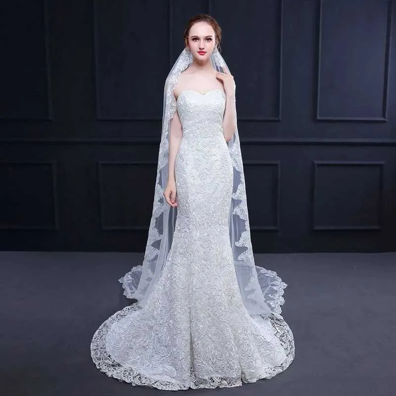 Hair Jewelry Hot Sale Veil One Layer Lace Bridal 1.5*3 Meter Cheap Bride Veils Wedding Accessories Velo De Novia_voghion.com