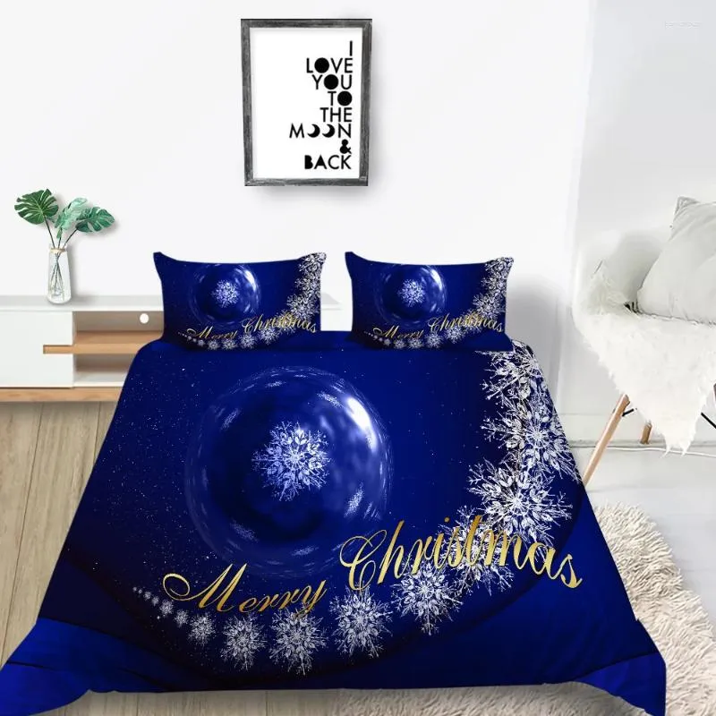 Set di biancheria da letto 2/3 pezzi decorazioni natalizie set allegri piumino cover 3d da letto blu sfondo blu decorazioni per la casa