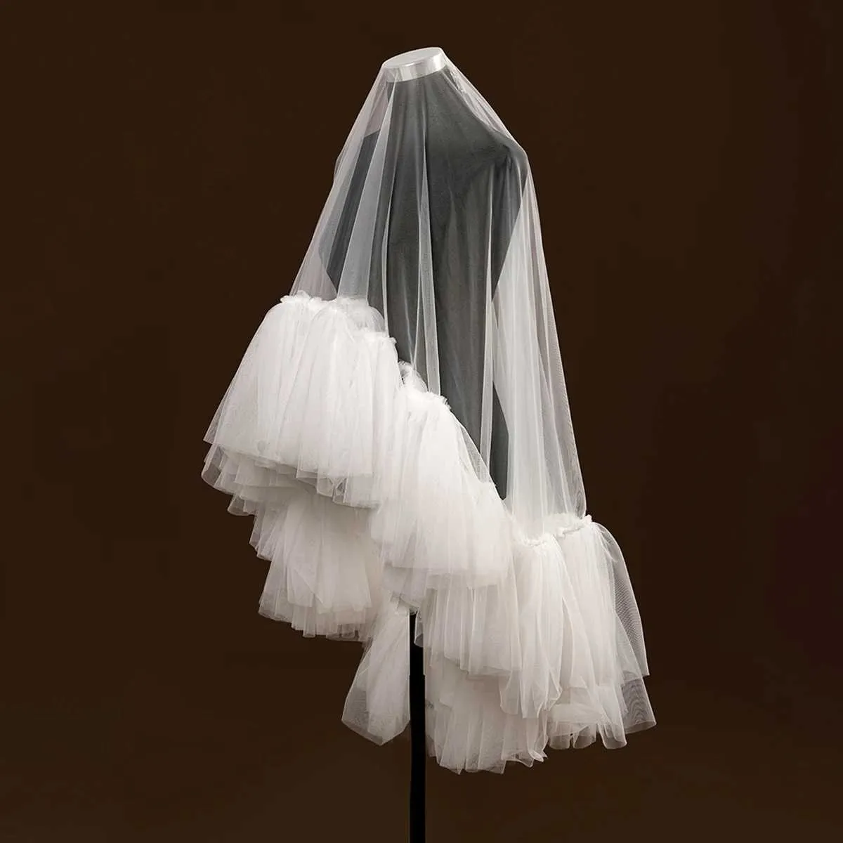 Gioielli Corti 2 strati Veli da sposa Copri viso Fard Lunghezza gomito Velo Splendidi accessori per capelli da sposa Halloween_voghion.com