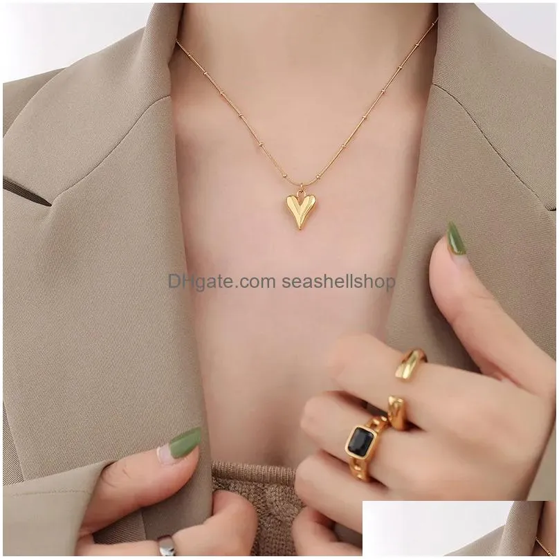 Colliers pendants à la mode et à style cool Luxury Luxury Fashionable Minimaliste Collier Titane en acier plaqué 18K Real Gold Drop del Dhkah