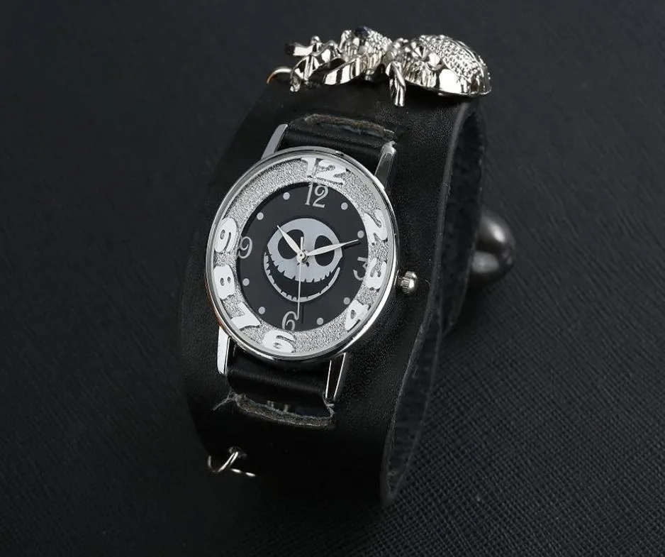 Armbanduhr Männer Frauen Quarz Armband Punk Armband Schädelstil Leder Spinnen Uhr Weihnachtsgeschenk Relojes Hombre Mujer Reloje2387642