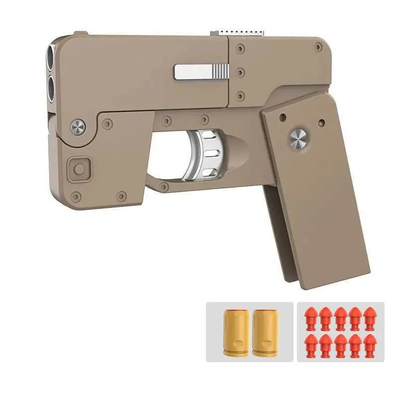 Waffenspielzeug falten Mobiltelefone Waffe Soft Bullet Toy Gun Blaster Handbuch Schießschale ausgeworfene Verformungswaffe für Erwachsene Jungen Geburtstagsgeschenk T240513