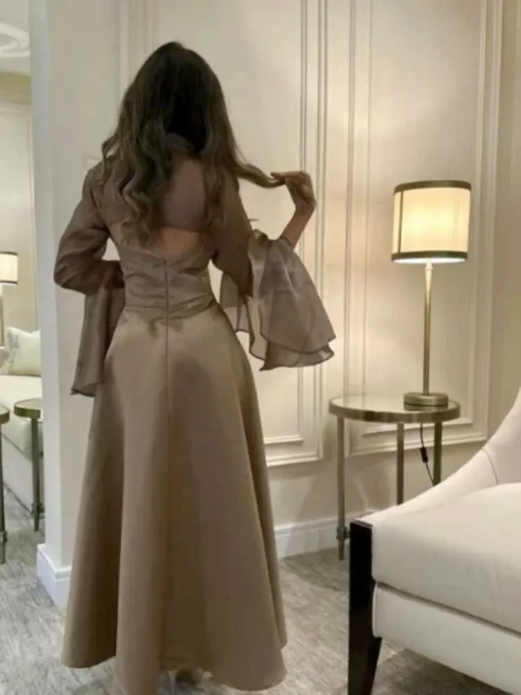 Sukienki z pasa startowego Arabia Saudyjska seksowna elegancka piłka formalna okazja wieczorowa sukienka damska Women goście weselne z długim rękawem