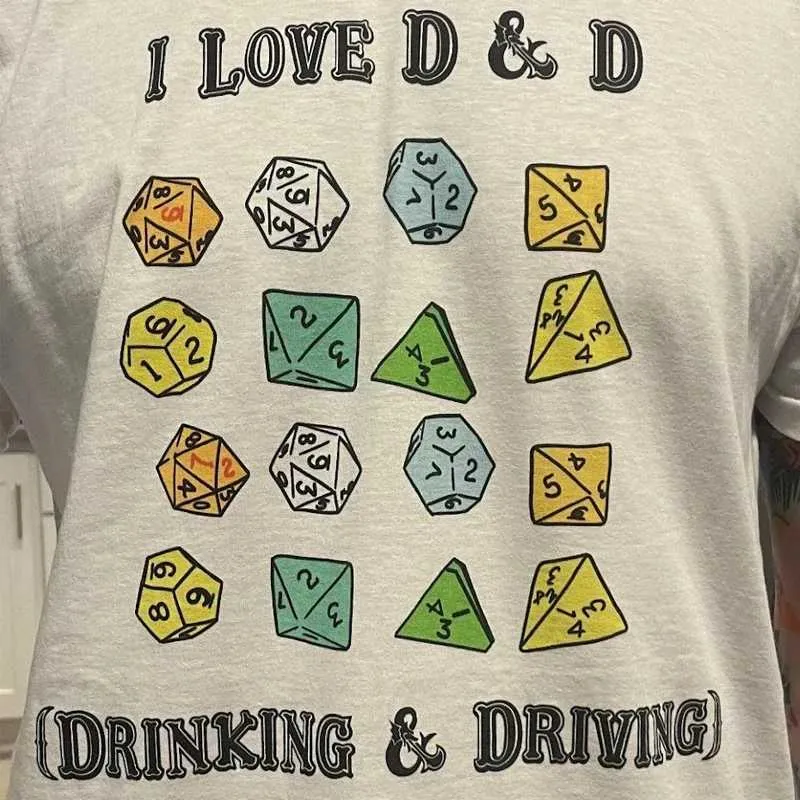Men's T-Shirts I Love Drinking Driving Dice Funny Meme T-Shirts Women Short Slve Vintage Humor T Shirt Unisex Fashion Graphic Ts Tops T240510