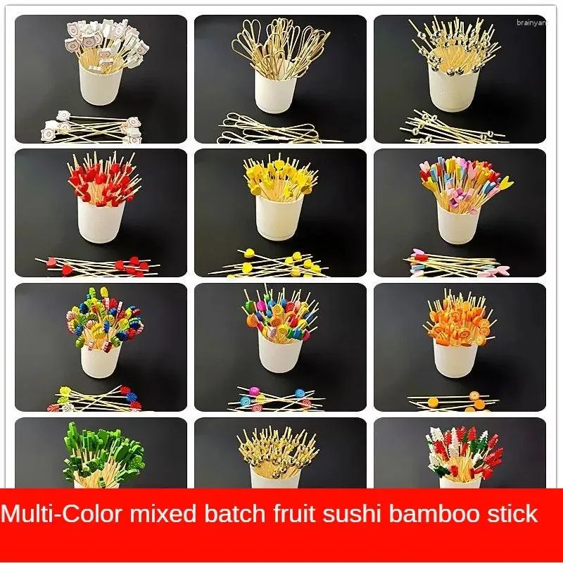 Forks Fancy Creative Disposable Bamboo Stick Bar KTV Cocktail Cute Fruit Sushi