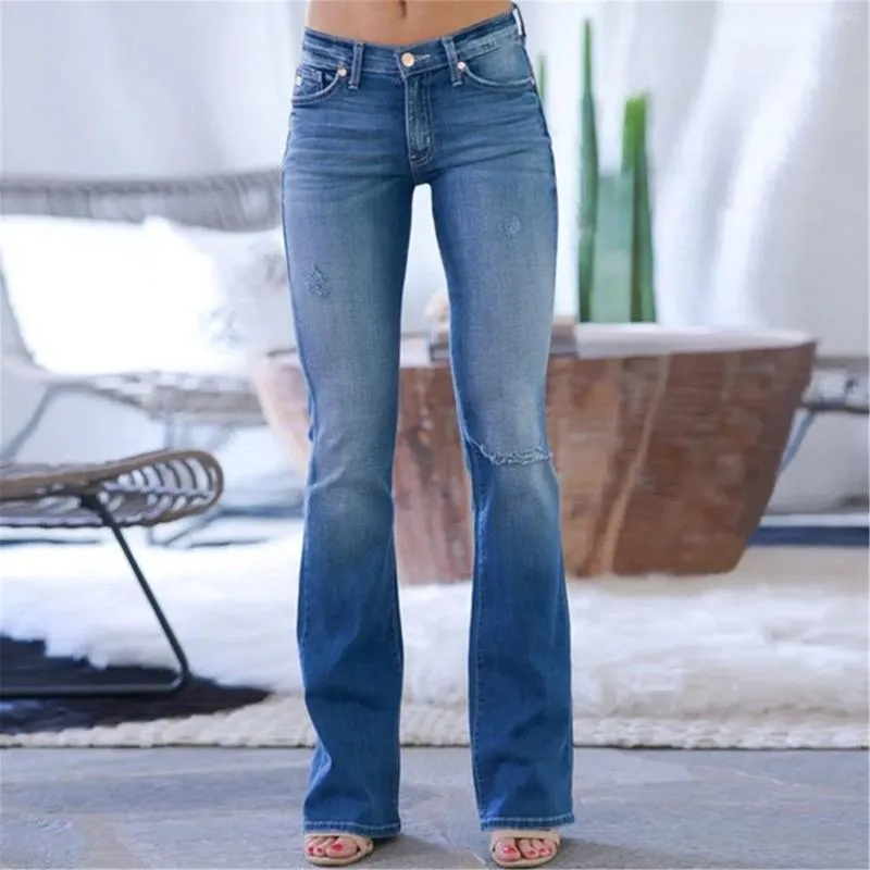 Jeans pour femmes bouton Femmes hauts hauts de poche élastique pantalon pantalon denim mince dames fashion stretch-piced