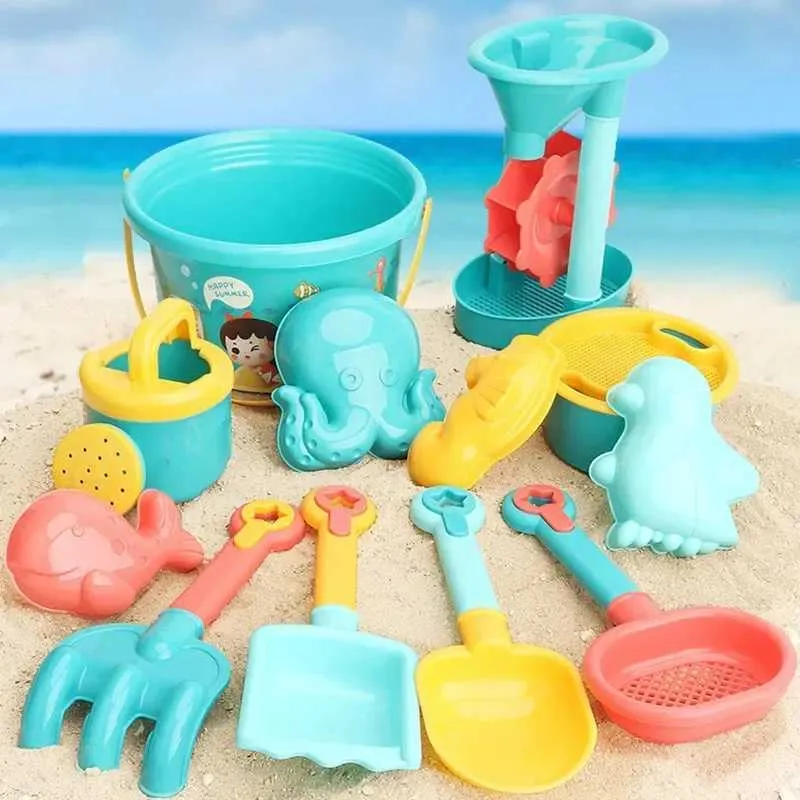 Sand Play Water Fun 18 pieces of childrens beach toys summer beach games bucket shovels silicone sandboxes outdoor water fun beach toys childrens giftsL2405