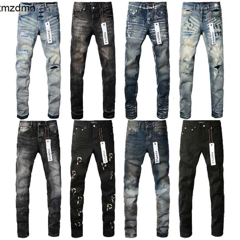 Purple Jeans Mens Designer Bordado de Quilting Ripped for Trends Brand Vintage Pant casual Solid Classic Straight Jean