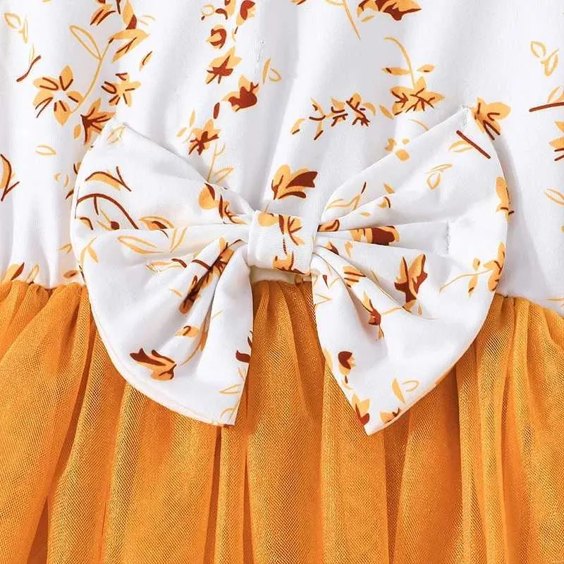 Robes de fille robe pour enfants 4 à 7 ans d'anniversaire à manches courtes mignonnes floral jaune archet princesse robes formelles ootd pour bébé girll240513