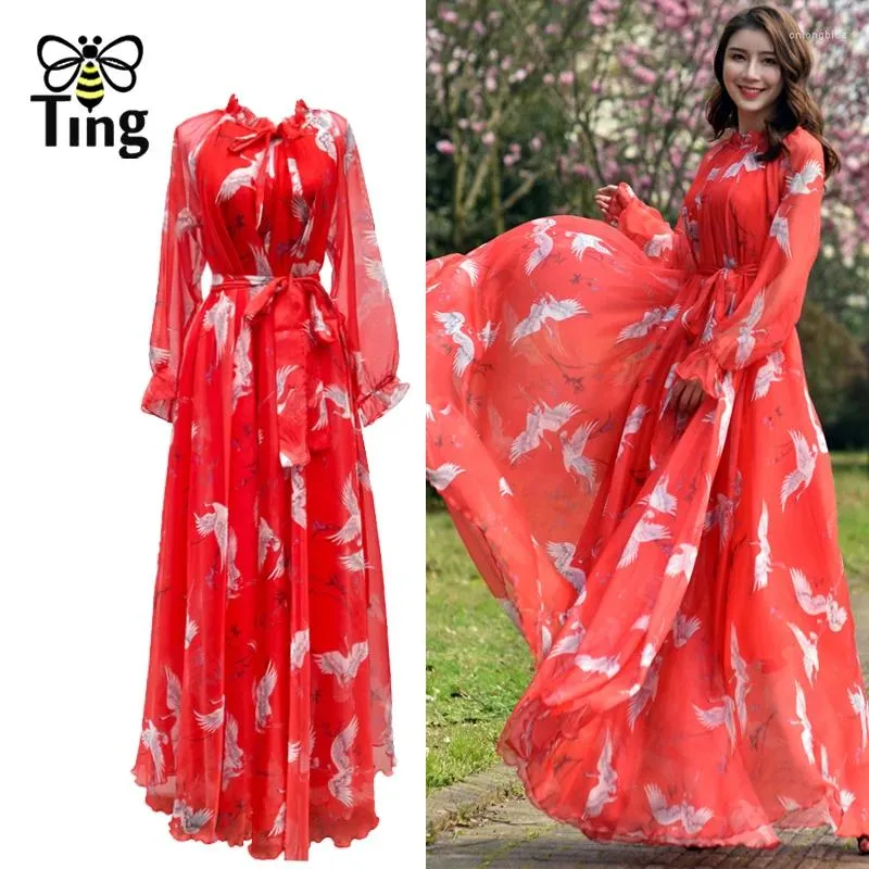 Party Dresses Tingfly Vintage Flower Print Boho Maxi Longa Dress Night Women Plus Size Bohemian Casual Vestidos Robes