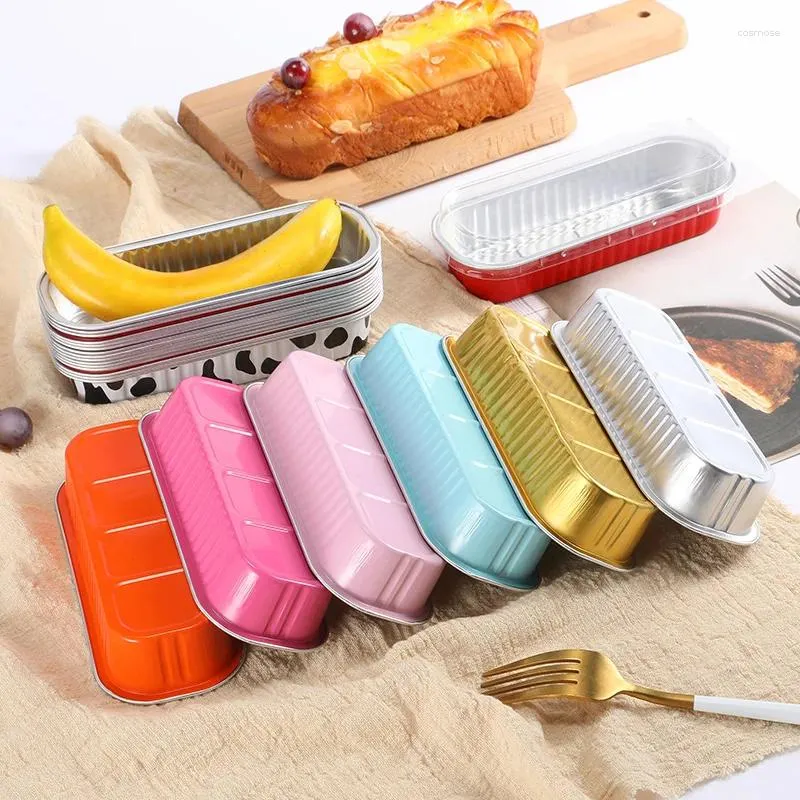 Cuilles jetables Paies 50pcs Net Red Cake Box Moule de boulangerie Moule d'aluminium en papier d'aluminium Couleur Couleur DIY FAVAUX FAVORS PATISE DESSER