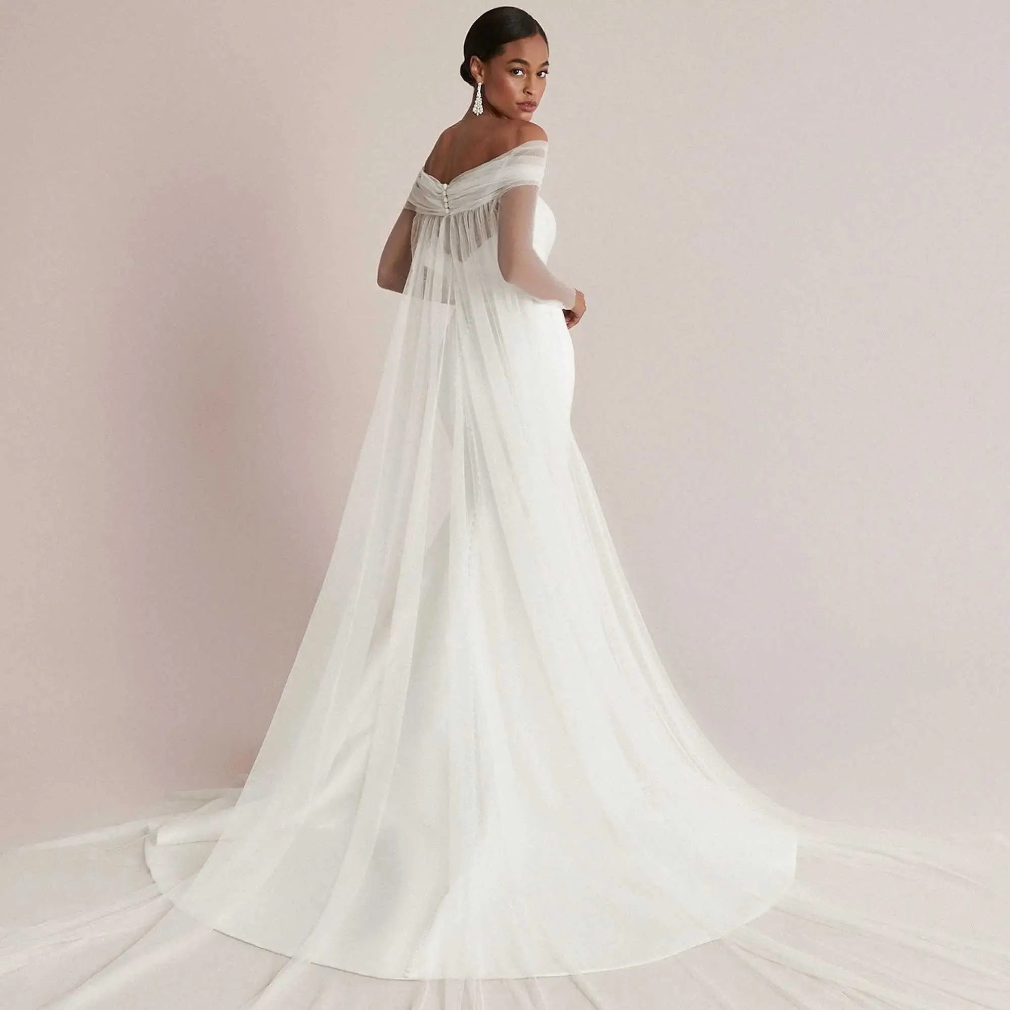 Hair Jewelry VG87 Cathedral Bridal Cape Veil Bolero Jacket Womens Plus Size Shawl Bride Accessories Wedding Coat_voghion.com