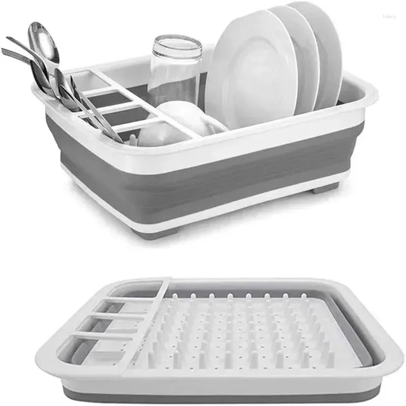 Keuken Opslag Vouwbaar Dish Rack Water Lekkage Plastic Tabelweergreep D uitgoed Drain Tray Home Drying Wasbaar