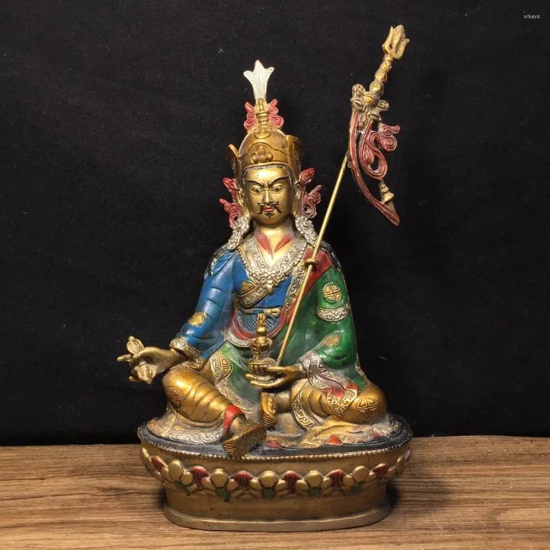 Figurki dekoracyjne starożytne Chiny wyrafinowane czystą miedzianą guru guru rinpoche padmasambhava statua Buddha