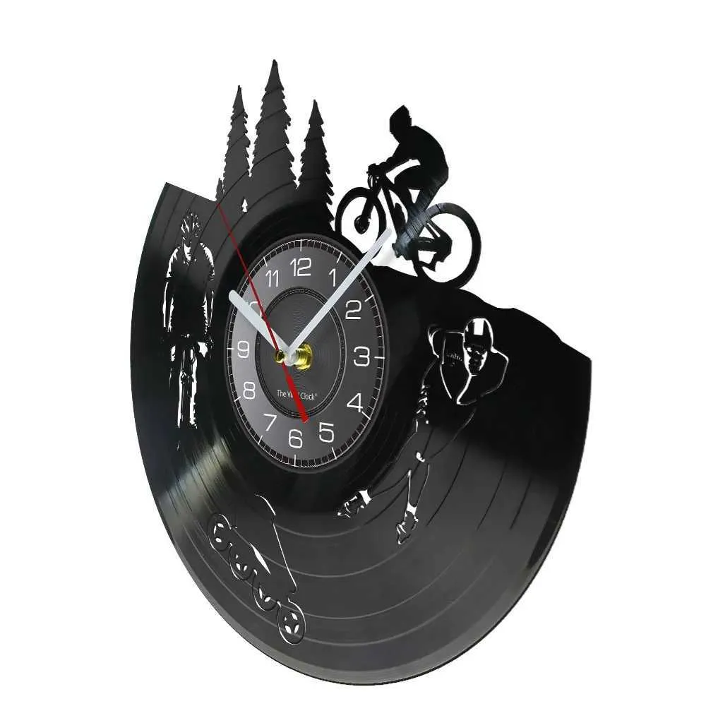 Horloges murales Bicycle de vélo de saleté Vintage Vinyl Record Horloge murale silencieuse Patication de mur suspendue