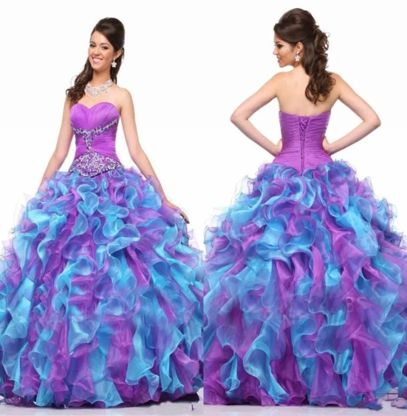 Красочные сладкие 16 платья Quinceanera 2018 с брюшными с блестками Beastin