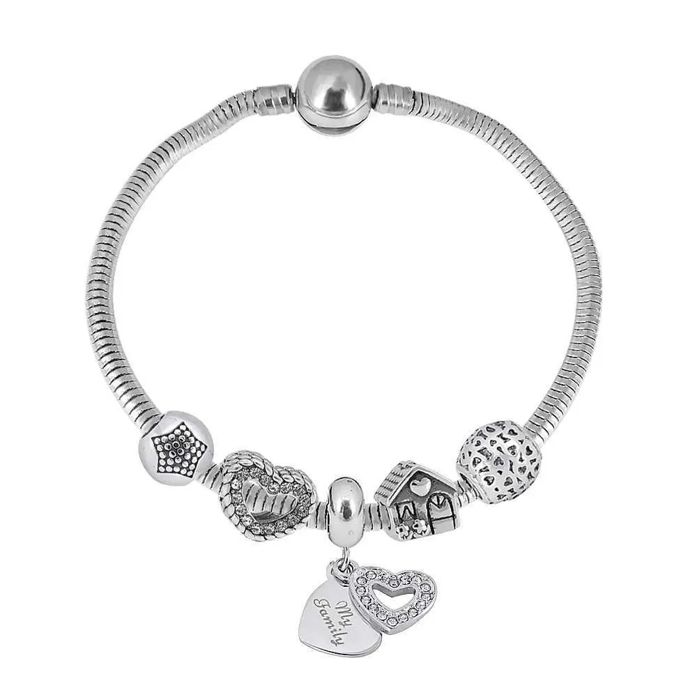 Braccialetti di fascino estate spinta calda pandoraer set braccialetto di braccialetto europeo e americano acciaio inossidabile inossidabile perline di famiglia regalo