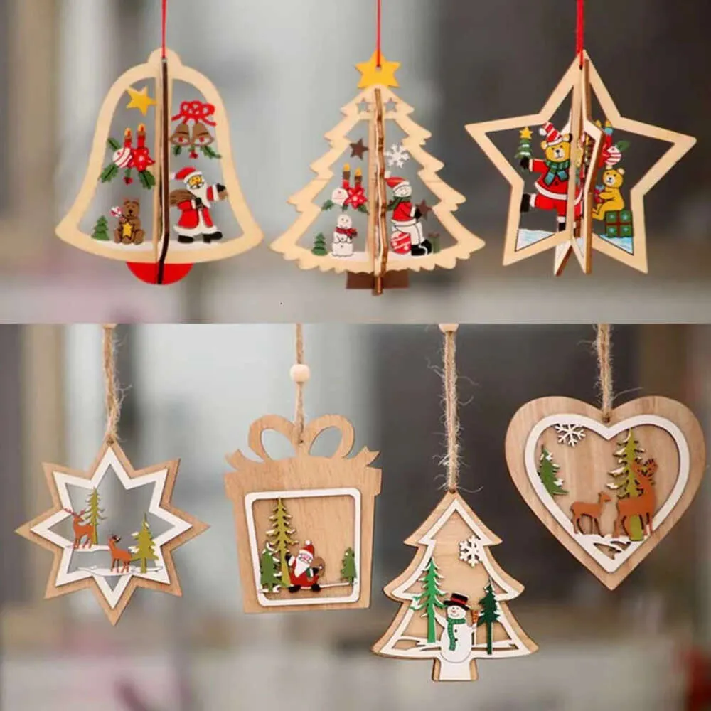 Coeur ornements décorations arbre bois Noël flocon de neige jingle cloche accroche de l'hôtel décor