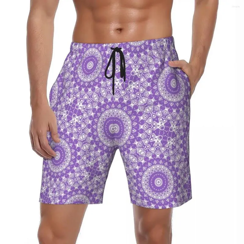 Men's Shorts Bathing Suit Lavender Board Summer Purple And White Casual Beach Man Design Surfing Quick Dry Swimming Trunks