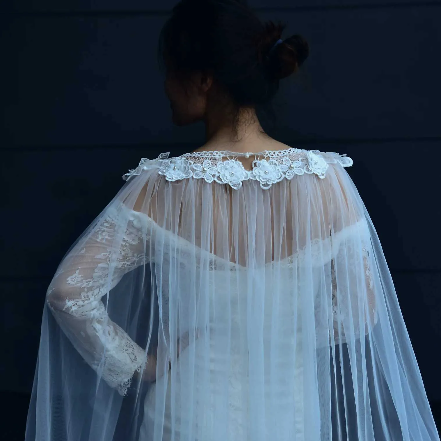 Hair Jewelry Womens VG18 Long Cloak Evening Cape Veil Jacket for Women Large Size Bolero Bridal Soft Tulle Shawl Wedding_ipsvogv.com