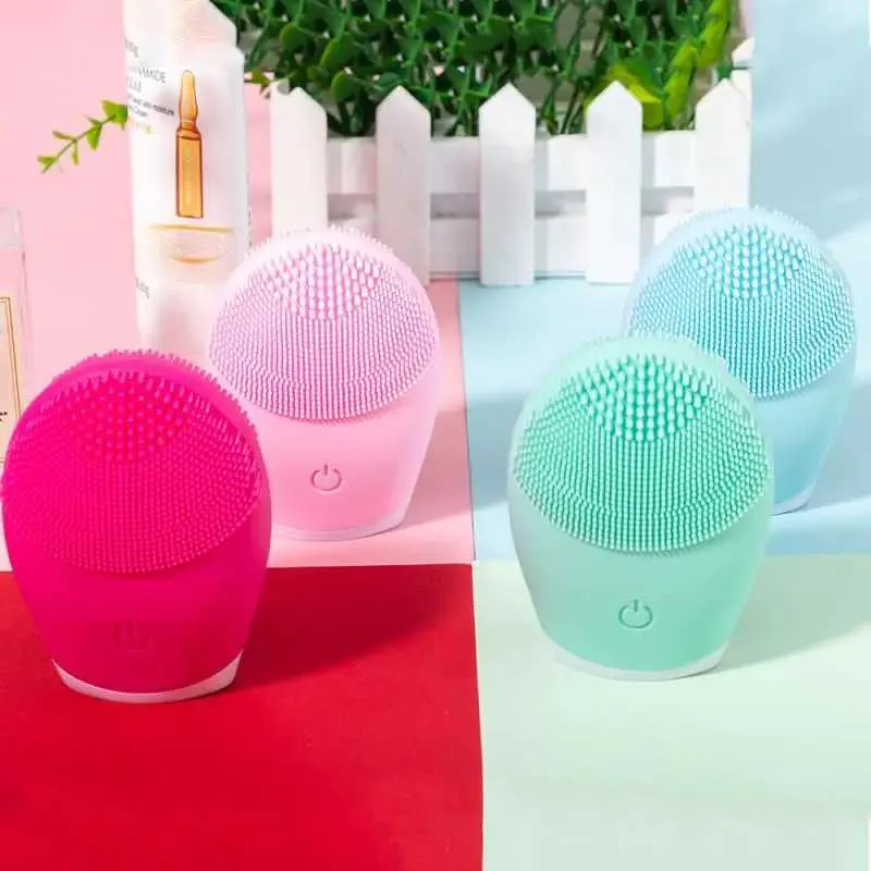 47KA Cleaning High quality facial cleaning brush facial skin care tool waterproof silicone electric sonic cleaning facial beauty massager d240510