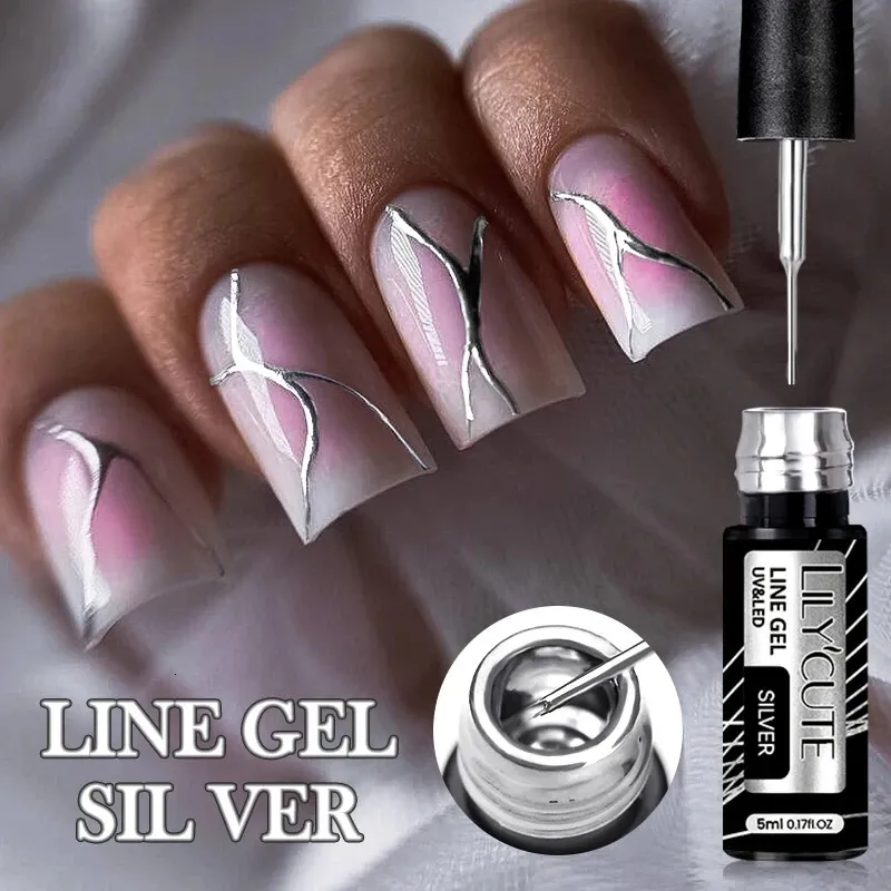 LILYCUTE 5ML METALLISK LINER GEL NAIL PERSCH CHROME Super Bright Mirror Effect Målning Ritningslinje Fransk konstvarn 240510