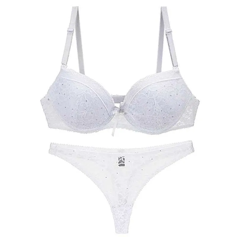 Bras Sets 2021 Nouvelles barres broder en dentelle Set Fomens Plus taille Push Up Underwear Bra and Panty Lingerie 32 34 36 38 ABC Cup pour Lady Y240513