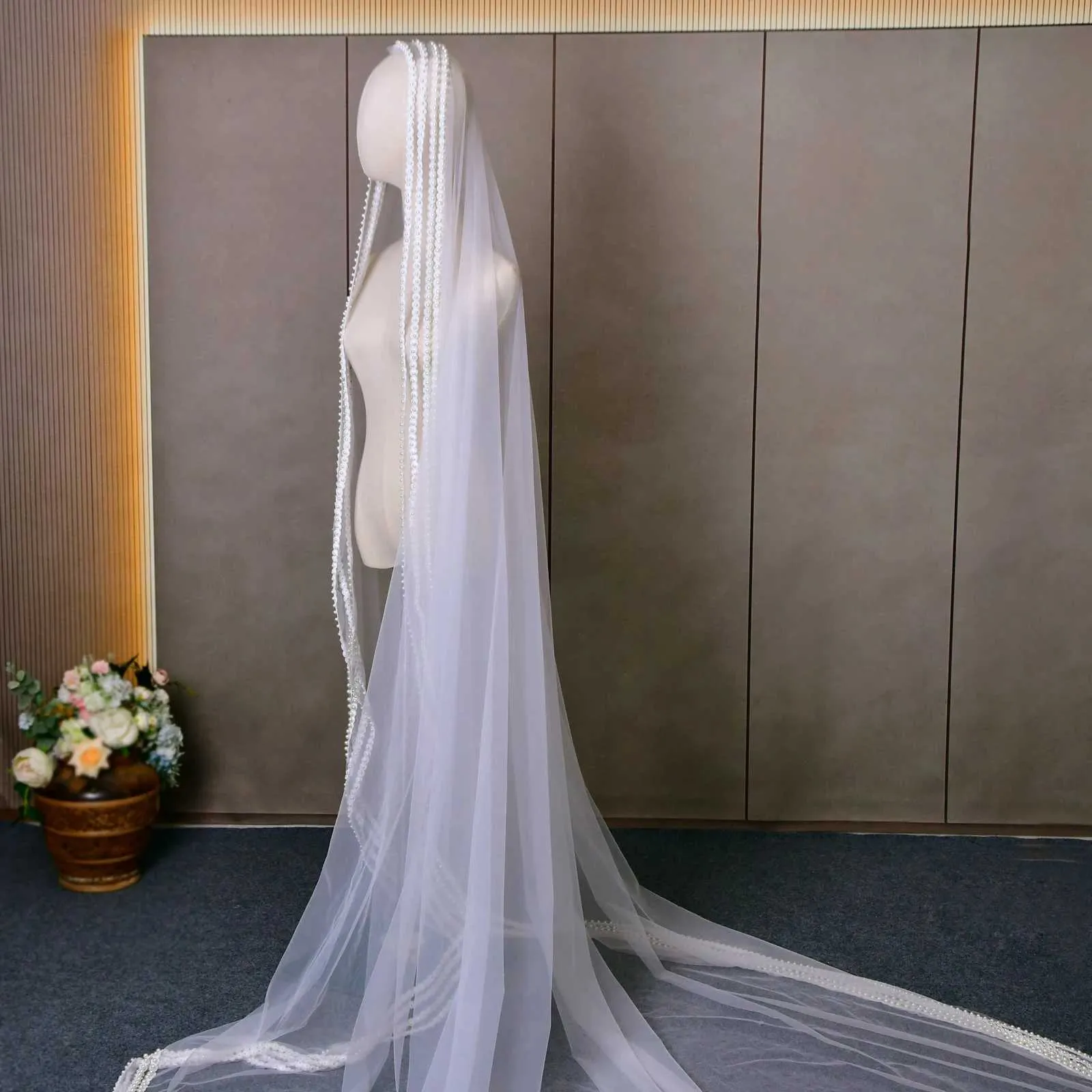 Gioielli per capelli Velo extra lungo lunghezza cattedrale Velo da sposa in rilievo 3M Veli larghi con pettine Accessori da sposa V159_voghion.com